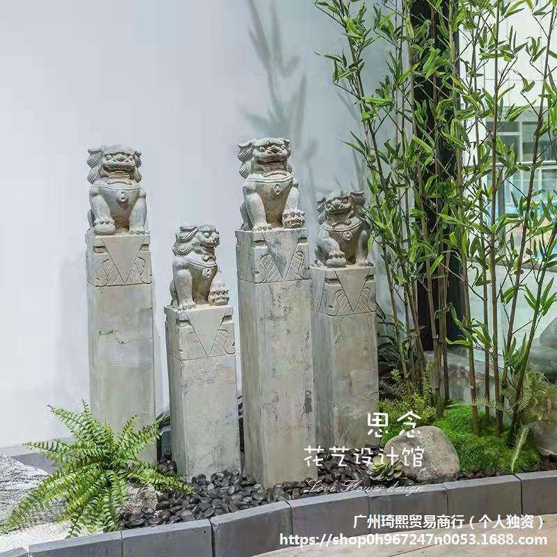 拴神马桩石雕仿古ETI马石柱青墩石石狮子貔貅麒麟四兽门栓马桩装
