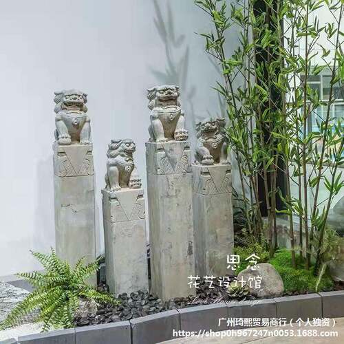 拴神马桩石雕仿古ETI马石柱青墩石石狮子貔貅麒麟四兽门栓马桩装