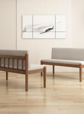 厅实木发小户型单人三人沙发椅简沙56783约客代长凳餐椅阳台靠背