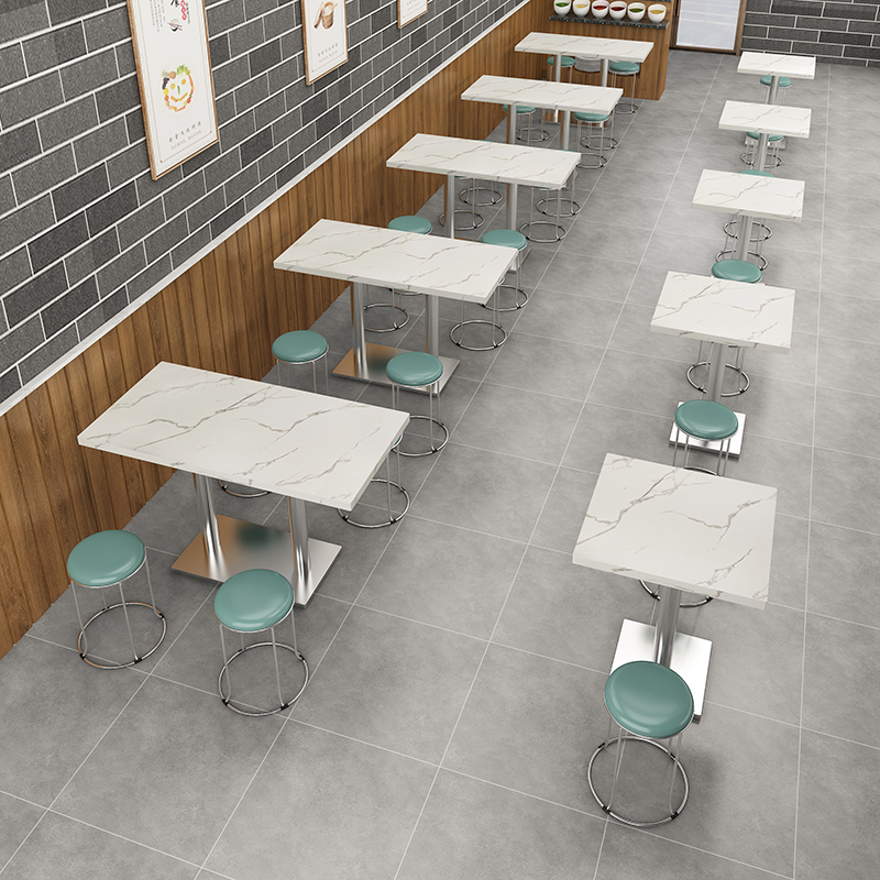 商用快餐桌椅奶茶店烧烤早餐汉堡店小圆桌餐饮面馆长方形桌子