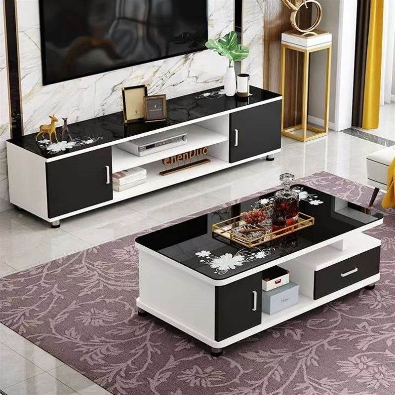 欧式圆角茶几简约现代电视柜茶几小户型钢化玻璃茶桌桌子客厅