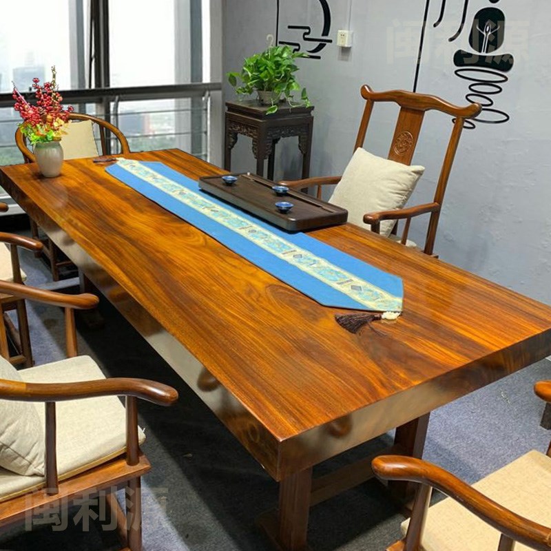 胡桃木奥坎实木大板茶桌画案书画桌办公桌餐桌工作台客厅大板桌面