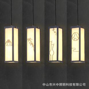 新中式全铜吊灯简约餐厅吧台灯中国风卧室床头走廊过道单头灯具