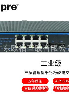 aopre(欧柏互联)T628GS工业级管理型千兆2光8电POE交换机环网VLAN