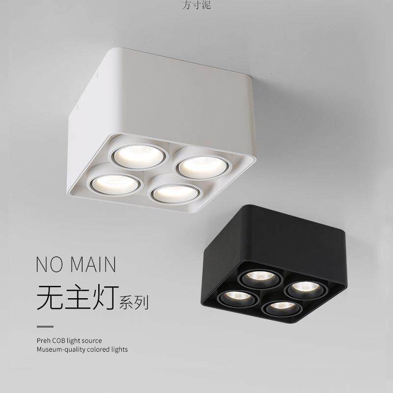 明装双头射灯led天花灯吸顶式斗胆灯客厅筒灯卧室方形无主灯照明