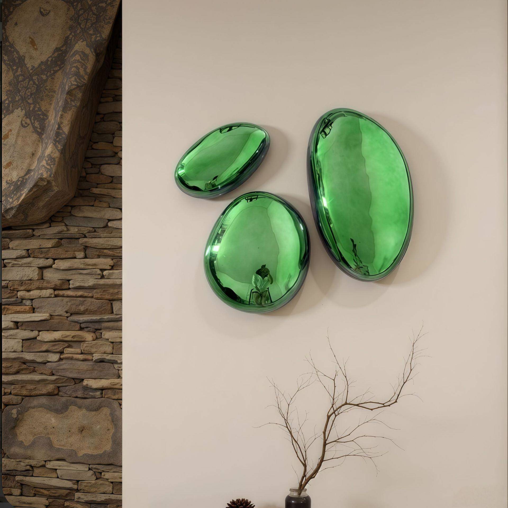 酒店商场墙面装饰创意电镀石头墙饰现代壁挂件工艺品墙上客厅挂饰