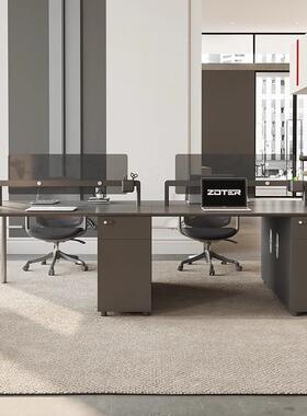 白色职员办公桌椅组合简约现代办公家具2/4/6人位职员办公桌屏风