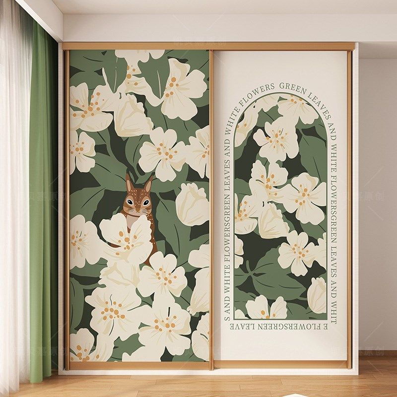 法式复古衣柜门贴纸柜子柜门翻新改造推拉门移门贴画遮丑墙纸自粘