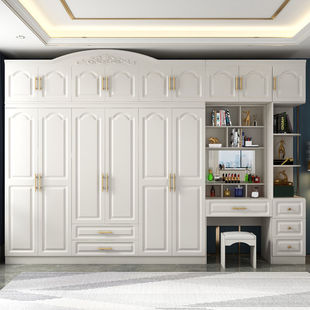 衣柜家用卧室带妆台顶柜边柜一体组合经济型实木质板式整体大衣橱