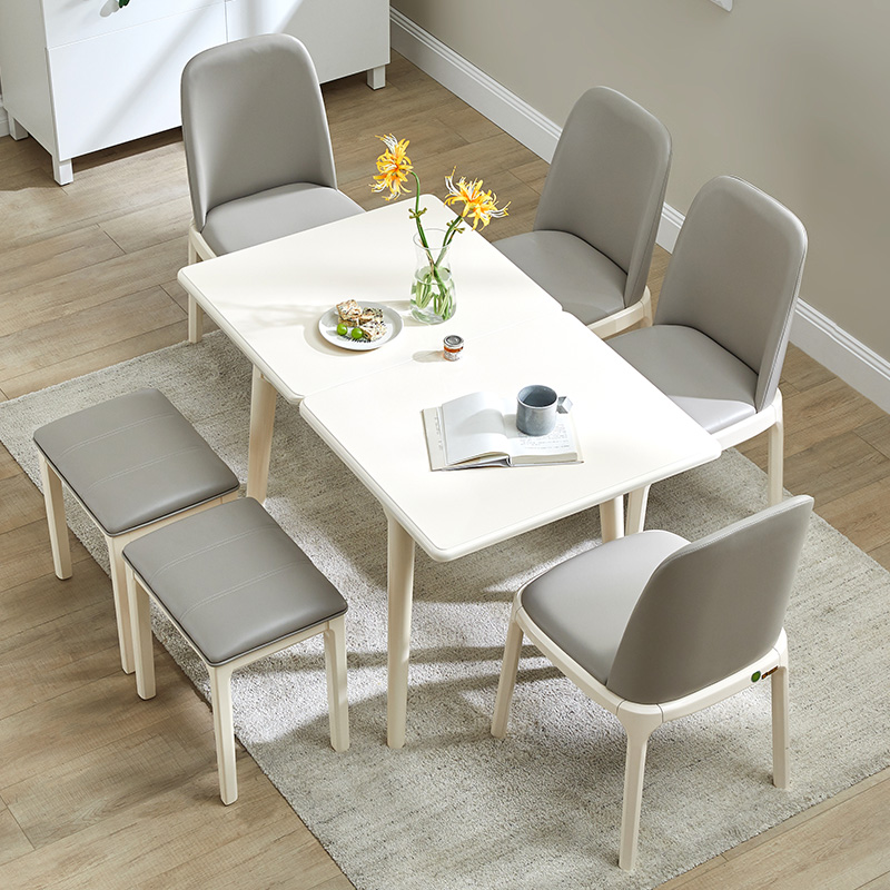 可折叠餐桌家用小户型现代简约实木客厅家庭省空间岩板小尺寸饭桌