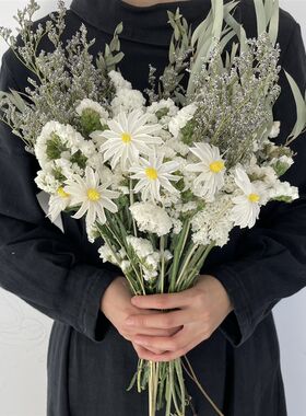 玫瑰混搭干花花束含花瓶家具摆设小清新插花勿忘我满天星大束真花