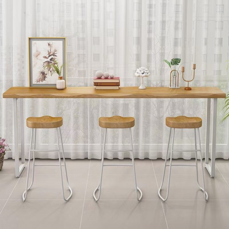 实木吧台桌长条现代简约酒吧家用靠墙高脚桌奶茶店吧台客厅