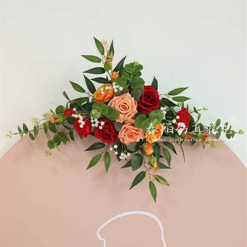 迎宾牌水牌花彷真门头花开业婚礼庆典挂花KT板广告牌花艺成品假花