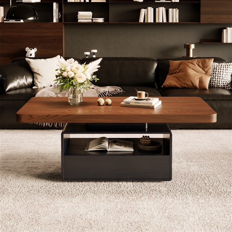 中古风实木茶几客厅家用小户型长方形侘寂风法式覆古设计师茶台桌