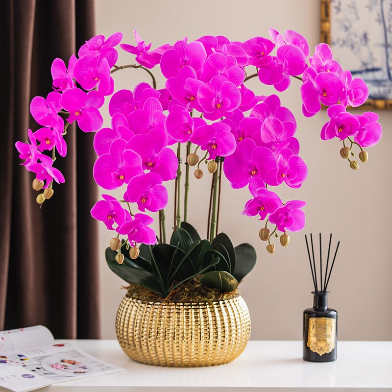 高品质蝴蝶兰仿真花客厅年宵花酒店前台大厅摆件装饰兰花盆景假花