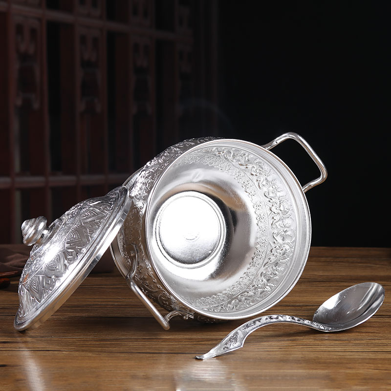 泰国汤锅工艺品高脚锡锅泰国餐具汤菜甜品米饭盛器东南亚家居饰品