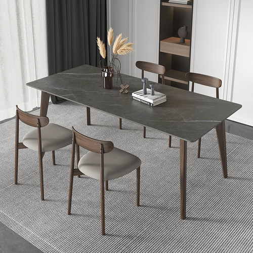 餐桌实木白蜡木岩板餐桌现代简约家用小户型长方形桌子椅子组合