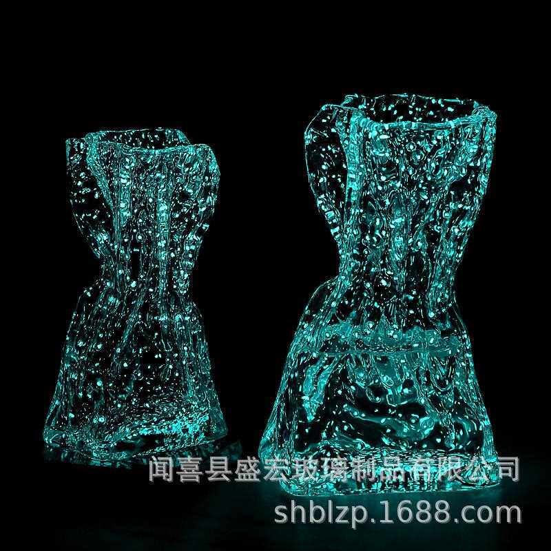 新款直销荧光花瓶夜光满天星玻璃花瓶水养插花折纸小花瓶创意水培