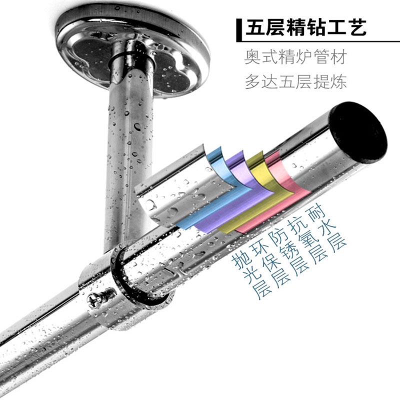 晾衣杆阳台顶装不锈钢固定式单杆 30凉衣架不锈钢32加粗晒挂衣杆