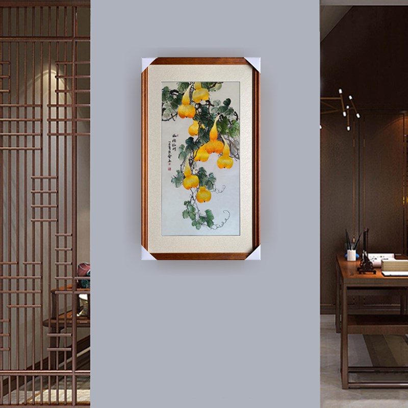 苏绣成品挂画葫芦福禄临门五福临门纯手工刺绣品家庭玄关装饰壁画