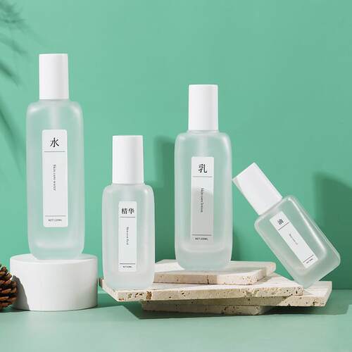银QVF脉现货 m30ml-120l妆品套装瓶化 透明砂磨精华瓶 长扁方乳液