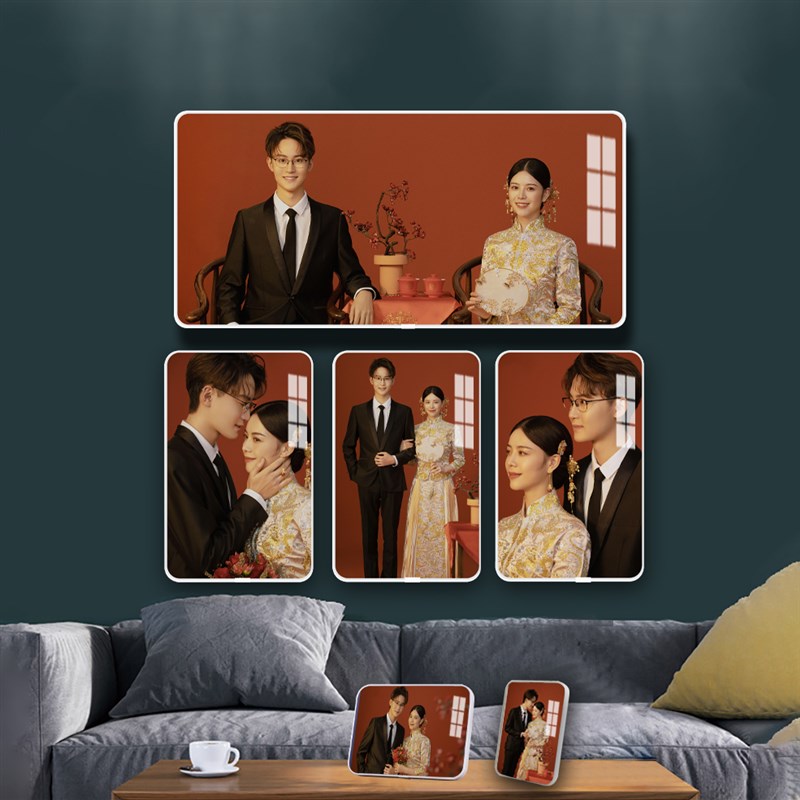婚纱照放大挂墙相框卧室床头客厅结婚照制作定制洗照片全家福简约