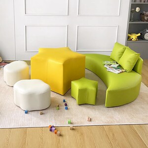 儿童沙发桌椅组合宝宝凳子阅读角图书馆幼儿园环保皮革星月小沙发
