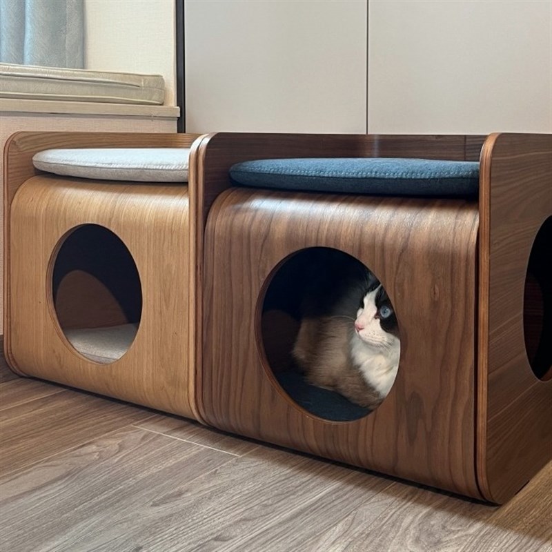 敏盈 人宠共用猫窝边几猫几边柜猫屋 小猫创意家具弯板床头柜