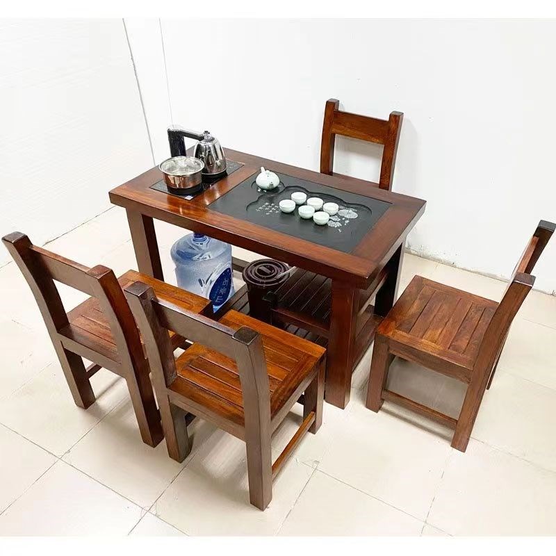 老船木小户型阳台茶桌椅组合实木办工茶客厅几家用简约小型桌台茶
