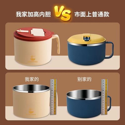 30不锈钢泡面碗宿舍学生带盖大容量饭盒碗微波炉可加热方便面碗