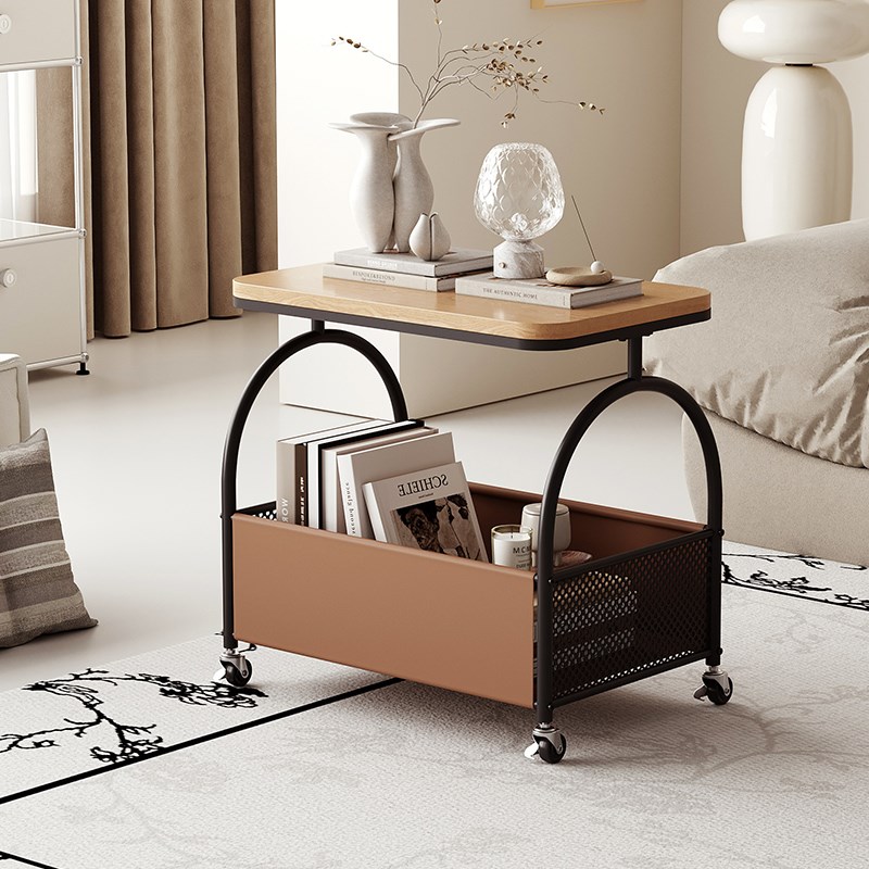 实木简约现代可移动沙发边几客厅带轮置物小推车家用小户型小茶几