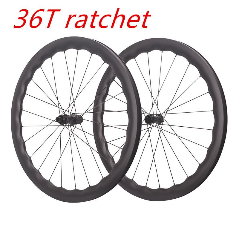 RUJIXU锐杰逊36T棘轮700C 5045mm中心锁碳纤维波浪圈公路碟刹轮