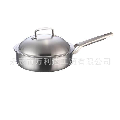 维特尔304三层不锈钢26cm平底锅煎锅炒锅两用无涂层不粘锅房用品
