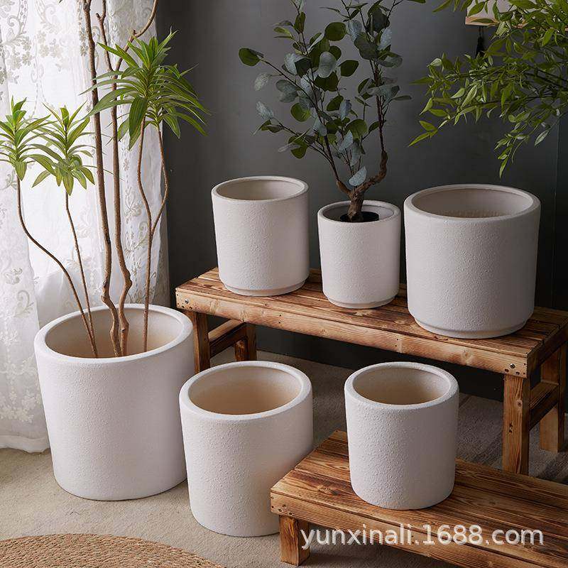 新款陶瓷大号花盆大口径白色透气特大号室内外绿植盆栽实用花器