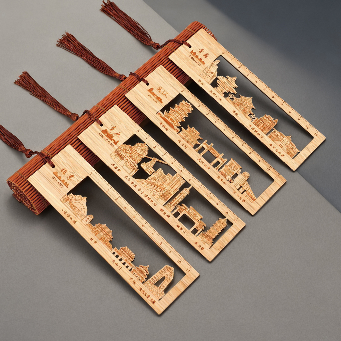 浩文堂高清镭雕城市景点书签