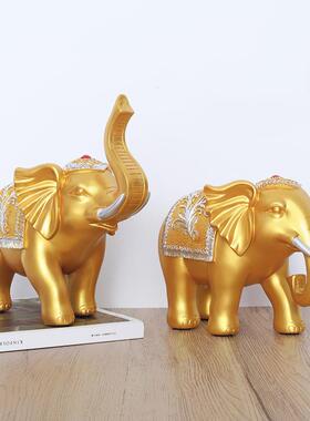 招大象小财摆件一对玄创意家居客酒柜装饰品三连象办公室桌面关工