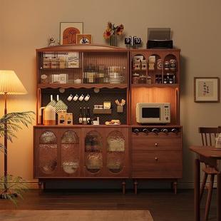 实木古餐边美式 WET家酒用复厨房储储物柜物一体靠墙组合柜茶水高