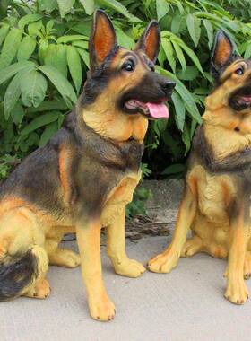 仿真大狼狗玻璃狗BLG-70LG件看门摆狗钢工装艺品饰德国牧羊犬雕塑