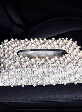 车载纸巾创车用CZG镶钻抽纸盒高档时个性汽车摆件装尚饰漂亮意盒