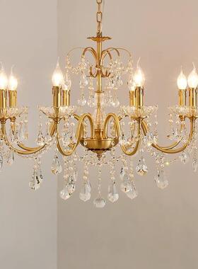 美式蜡烛全铜水晶吊灯37082古客厅餐主灯欧式房奢华厅卧室复书金