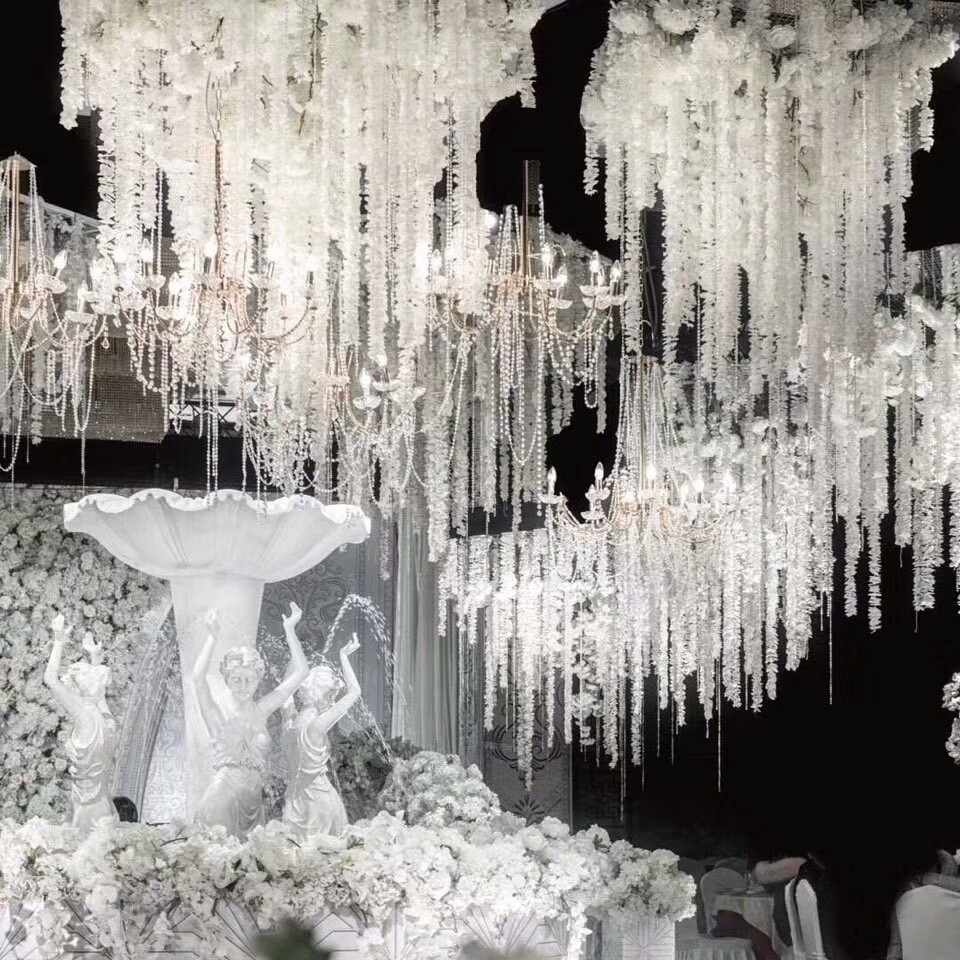 新款婚庆道具豪华吊灯 双层水晶大吊灯 电镀12头现场布置婚庆灯