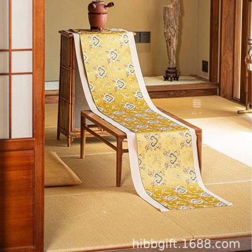 新品知UHJ舍席意茶云鹤纹套组中式茶桌台布茶旗双面茶新道布如艺