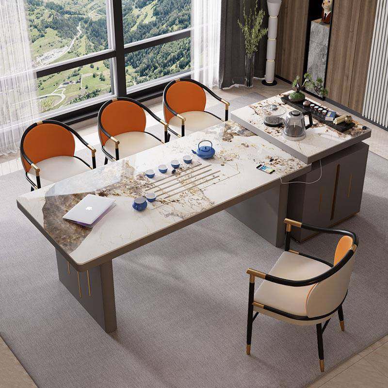 轻茶奢桌椅组合茶具套装一体现代简办约公SAX室书桌高端泡岩板茶,商业/办公家具,茶台/茶桌,淘宝优惠券,粉丝福利购,淘宝优惠卷