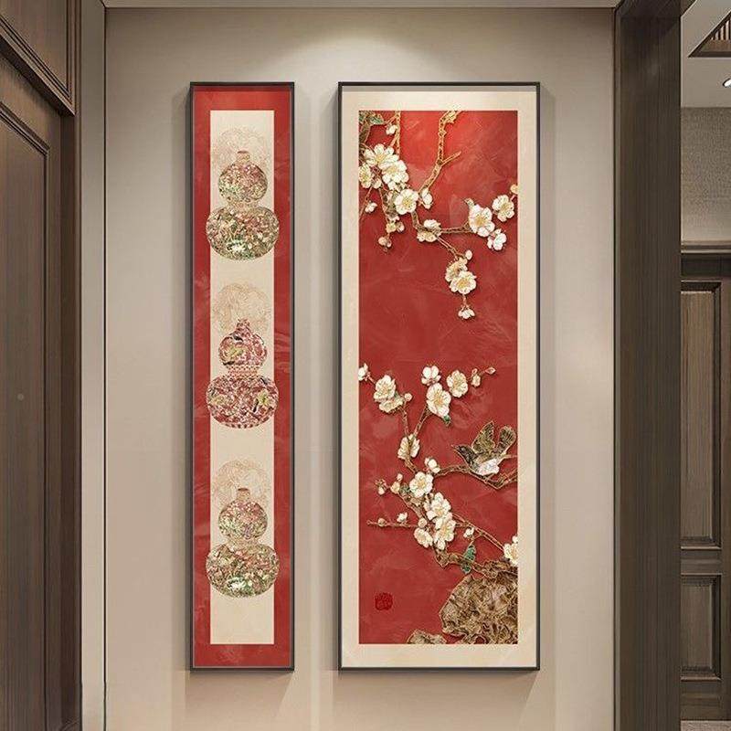 喜上枝新头中式玄关装饰画寓花鸟走好廊过WYQ道挂画竖版意入户门,家居饰品,现代装饰画,淘宝优惠券,粉丝福利购,淘宝优惠卷