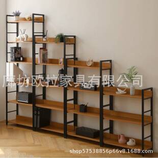 6层窄书架带背板防止掉落钢木结构置物架书房客厅厨房储物架