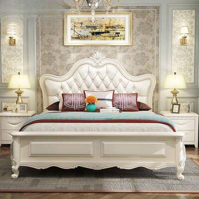 2箱欧式实大床白色2米.2米主卧室1.8米双人床1.5米储木物VIO高公