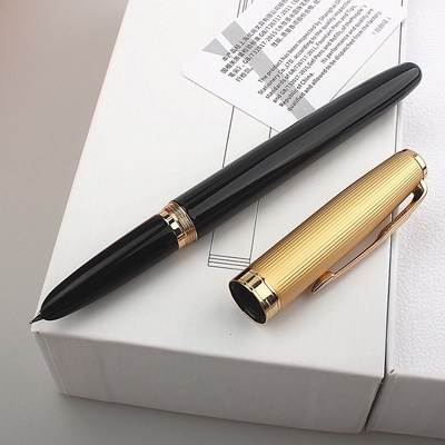 金豪85金属钢笔办公书写练字书法特细笔木质旋转笔帽男女复古笔