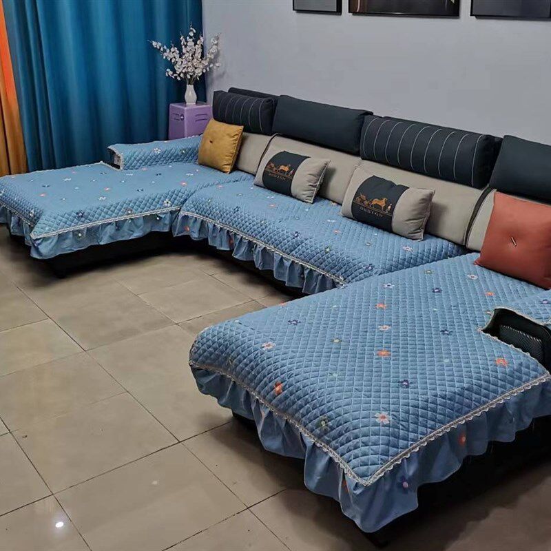 U型双贵妃休闲沙发垫靠背巾全套盖巾4米2以内大款布艺沙发垫新款