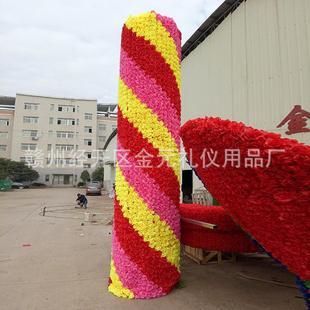 婚直庆绢花柱绢花编字造字龙凤柱图案多可色选婚礼布1置厂家销