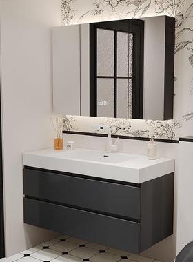 b法式y黑色卫生间FVB洗漱台陶瓷浴室柜洗k手间洗脸池厕所镜体柜一